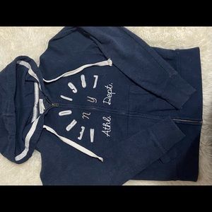 Lue Aeropostale zip up with embroidery on Chest and white string